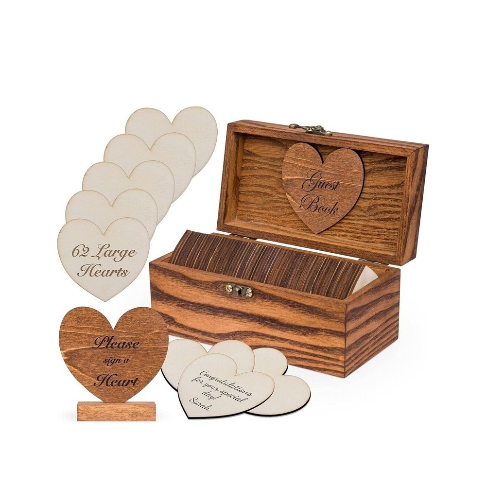 Wedding Guest Book Alternative. Guestbook Heart Drop‎ and 62 Large Wood Hearts!